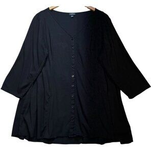 Torrid Women's Minimalist Core Button Front Tunic Top 3/4 Sleeve Size 2 Black